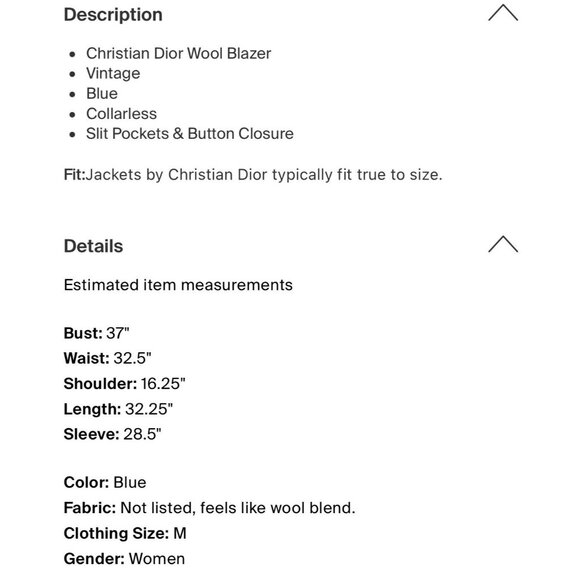 Christian Dior Authentic Aqua Green Blue Long Sleeve Blazer Jacket 6 Small - Picture 4 of 7